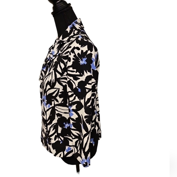 Molly & Maxx floral Zip Up Dress Jacket, Black, White, Periwinkle Size PS - Picture 3 of 7